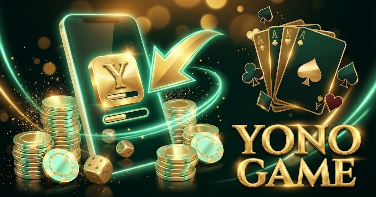 Yono Game download banner showing an Android phone and the APK install icon
